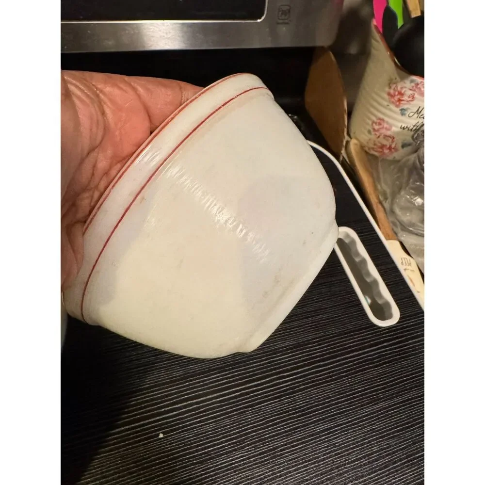 Vintage PYREX White Red Mixing Bowl 7¼